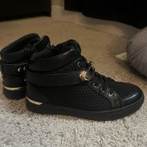 Black with Gold accent fashion sneakers 8.5